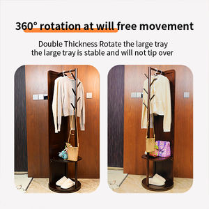 Colgador de ropa minimalista de madera maciza giratorio, <span class=keywords><strong>espejo</strong></span> de tocador de pie de gama alta, <span class=keywords><strong>espejo</strong></span> de cuerpo entero con perchero - Product Image 2