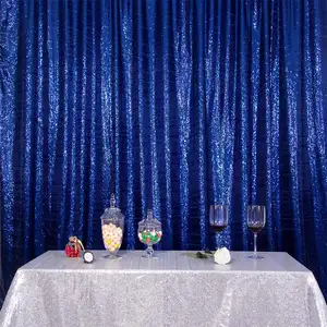 Tissu bleu marine de haute qualité 3mm, arrière-plan à paillettes extensible à 2 sens pour prise de photos, fête d'anniversaire et de mariage