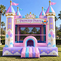 Château gonflable rose princesse commercial, château arc-en-ciel pour fête d'anniversaire des filles, location pour événements en plein air, trampoline gonflable
