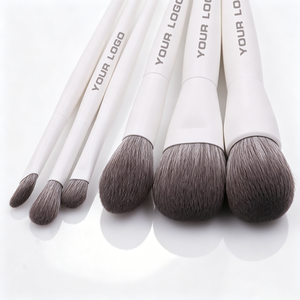 Ensemble de 6 <span class=keywords><strong>pinceaux</strong></span> de maquillage à étiquette privée, poils synthétiques doux avec manches en bois blanc, OEM ODM, <span class=keywords><strong>pinceaux</strong></span> cosmétiques professionnels - Product Image 3