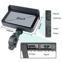 Carplay étanche 1080P 5 pouces WiFi sans fil Android-Auto DVR moniteur Dash Cam GPS Navigation TPMS