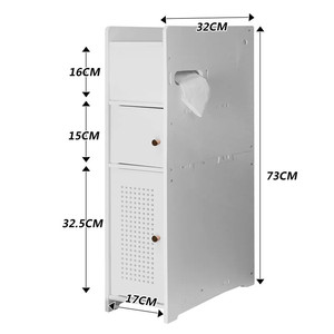 Ou Shu Mei Bathroom <b>Storage</b> Rack 3 Tier Freestanding Toilet Side Cabinet With Tissue Holder For Small Space Organization - Product Image 5