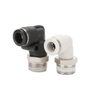 Connecteur rapide pneumatique PL8-02 à angle droit, filetage 6-01, coudé 10-03, en plastique, pour pièces pneumatiques - Product Image 1