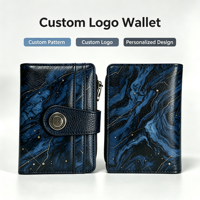 Premium PU-Leder Herren Geldbörse Langlebige Handgefertigte Kurze Kartenbörse, Individuelles Logo-Muster Business Tägliches Tragezubehör für Herren