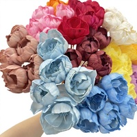 Bunga Peony Kayu Buatan Tangan Multi-Warna Dekorasi Dinding Rumah Tanaman Bunga untuk Wisuda Natal Rangkaian Potong