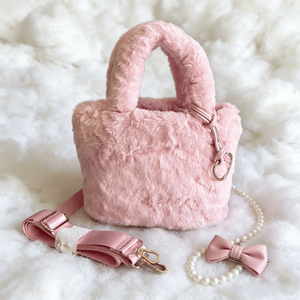 Sac à main fourre-tout d'hiver personnalisé, sacs à bandoulière pour femmes et filles, sacs fourre-tout en fausse fourrure rose, sacs à bandoulière en peluche douce, mini sacs fourre-tout en fourrure - Product Image 1