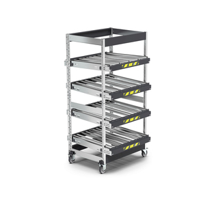 Crémaillère à rouleaux dynamiques Fami Kanban FIFO ST1103 1118x1009x2164mm avec 4 cadres et roues inclinés - Product Image 1