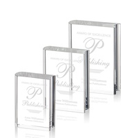 Trophée en cristal transparent en forme de livre, design simple personnalisé, plaque en verre pour concours de quiz, débat, trophée, souvenirs