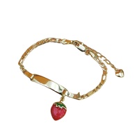 Bracelet en cuivre pour enfants motif fraise, plaqué or 14 carats, chaîne à barre vierge, bijoux en cuivre pour filles - Grande Vente