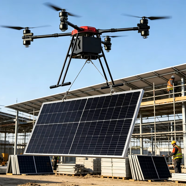Foldable Heavy Lift Drone for Solar Panel Transportation