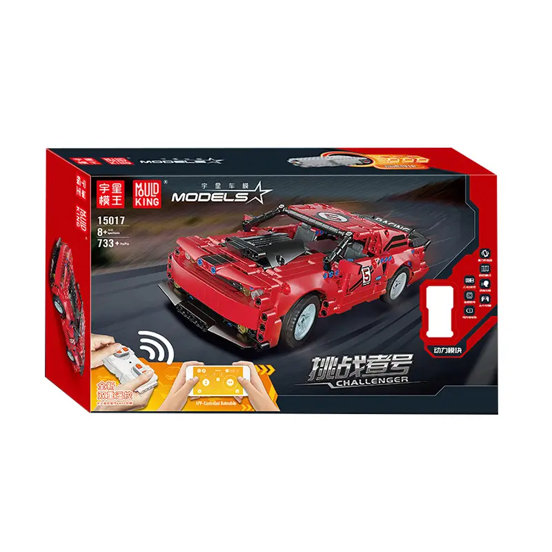 Mold King Der RC Motorisierte rote Rennwagen Modellbau stein APP/RC Fernbedienung Auto DIY Brick Kit für Kinder
