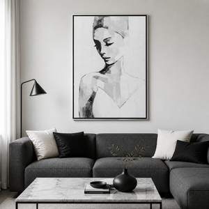 Dipinto a Olio di Alta Qualità 100% Fatto a Mano, Ritratto in <span class=keywords><strong>Bianco</strong></span> <span class=keywords><strong>e</strong></span> <span class=keywords><strong>Nero</strong></span> per Donna, Arte da Parete Incorniciata per Soggiorno, Ingresso, Decorazione d'Interni - Product Image 6