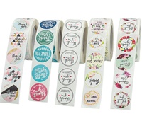 500 Buah Stiker Penyegel Bundar Terima Kasih Label Perekat Sendiri Stiker Akun Tangan Alat Tulis Lucu