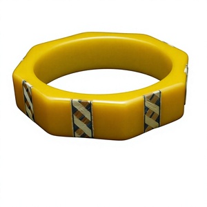 Best Handmade Resin <b>Bangle</b> With Green Orange Pattern Round Shape Stylish Art Collectible Jewelry Anniversary Party for Woman - Product Image 3
