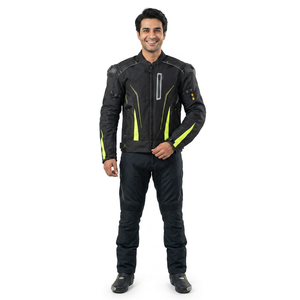 Ensemble de blouson moto en toile personnalisé, coupe-vent, imperméable, à capuche, col montant, 100% coton, style vintage - Product Image 1