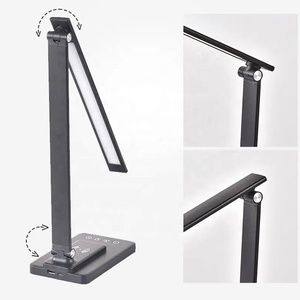 터치 컨트롤 Led 야간 조명 학생 연구 독서 USB 충전 책상 램프 5 밝기 조정 가능한 무선 충전기 테이블 램프 - Product Image 3