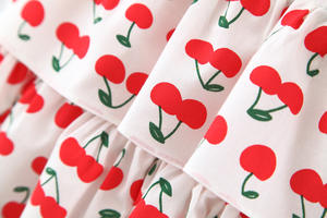 Ropa para Bebés, Conjuntos para Niñas Pequeñas, Vestidos con Estampado de Cerezas y Sombrero, Venta al por Mayor en China - Product Image 4