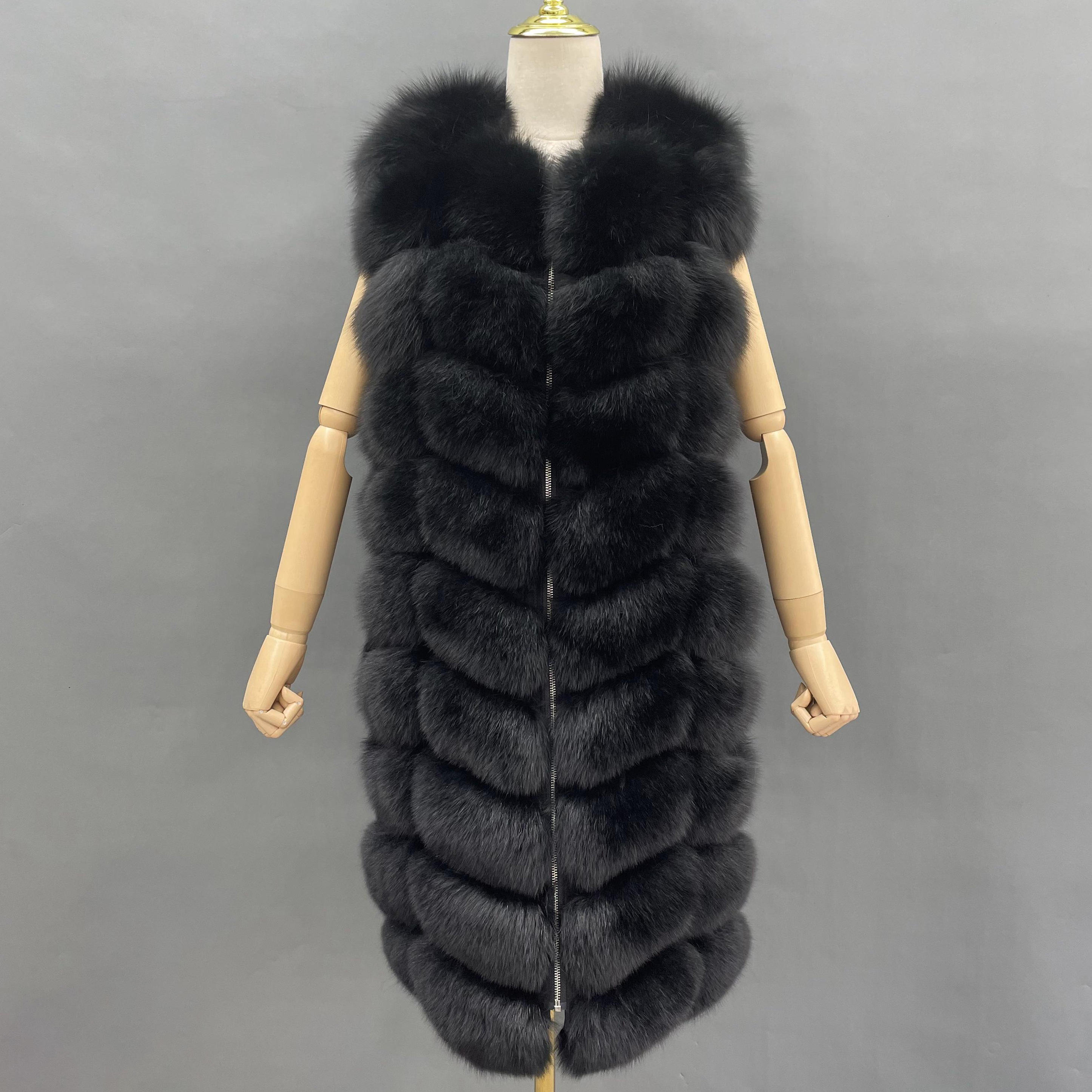 High Level Custom ized Natur pelz Weste Frauen Langes Fell Gilet