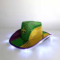 Adult Retro Cowboy Kostüm Zubehör mit Shiny Purple Green Gold Pailletten und LED-Licht für Neujahr oder Graduation Dress-Up