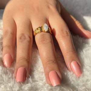 Anillo Marquise de Piedra Lunar Arcoíris, Plata de Ley 925, Chapado en Oro, Gema Hecha a Mano, Joyería Boho, Anillo de Compromiso para Mujer, Moku - Product Image 3