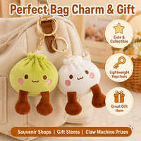 Porte-clés en peluche Baozi mignon en gros, breloque animal en peluche en forme de pain vapeur, décoration de sac, logo personnalisé EN71 CE CPC OEM ODM