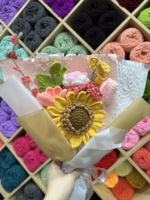 Handgefertigter Häkelblumenstrauß als Geschenk, für Freundin, Geburtstag, Hochzeit, Lilie, Rose, Cala-Lilie, für Sie, Mama, mit Grußkarte, fertig verpackt