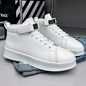 New Retro Trendy <strong>Shoes</strong> <strong>Men</strong> British Short Ankle Boots <strong>Velcro</strong> High Top Versatile Sports and Leisure Outdoor Casual <strong>Shoes</strong> - Product Image 2