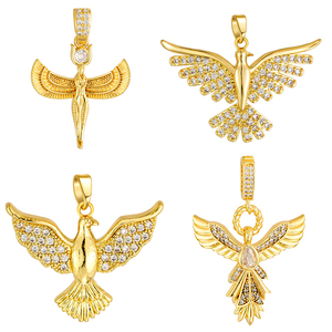 LUOYUNE Colar Moderno Clássico Delicado Banhado a Ouro 18K com Pingente de Pássaro Voador em Latão com Zircônia Cúbica, Anjo Alado Fênix e Corrente de Elo - Product Image 2