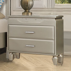 Juego de Muebles de Dormitorio Contemporáneo de Lujo, Cama Tapizada con Detalles Ornamentales en Gris Plateado Glam - Product Image 4