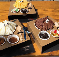 Conception personnalisée emballage de tasse de crème glacée à emporter Eco Cafe Store yaourt glace pilée Bingsu doux servir des gobelets en papier dans une boîte avec cuillère