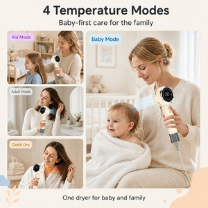Sèche-cheveux Torlin 110000 tr/min à faible bruit, détection infrarouge 4 températures, portée 200 m, ions négatifs, 1440 W, pour bébés, enfants, hôtels et extérieur - Product Image 2