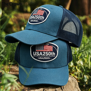 Casquette Trucker 6 Panneaux avec Patch Tissé Logo Personnalisé, Dos en Maille, Vente en Gros, Souvenir Anniversaire USA, Fabricant - Product Image 5
