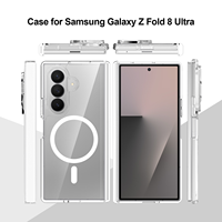 Casing Magnetik Transparan Ultra Tipis untuk Samsung Galaxy Z Fold 8 Perlindungan Penuh Bodi PC TPU Ring Bumper Skin