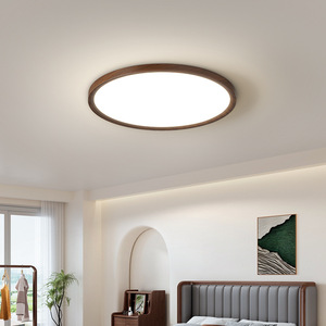 Lampe de plafond Dongbao ultra fine ronde en bois de noyer certifiée 3C pour chambre à coucher, salon, balcon - Product Image 1