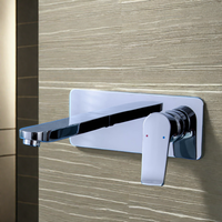 Robinet de lavabo mural élégant et moderne à poignée unique, eau chaude et froide, en laiton chromé, avec fonction de dosage, poignée en alliage de zinc, céramique