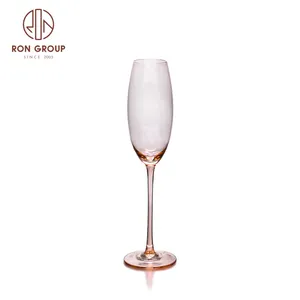 Vasos de cristal con logotipo personalizado para fiestas, vasos de cristal transparente, Color rosa, para bodas, banquetes, copas de champán