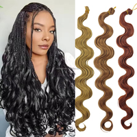 Extensions de cheveux synthétiques ondulés (Body Wave) brun gingembre, fibres douces haute température, 26/30 pouces