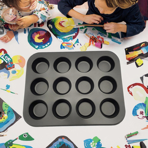 Stampo in <span class=keywords><strong>Silicone</strong></span> Ecologico Qicai a 12 Cavità Rotonde per Muffin, Sapone, Bombe da Bagno e <span class=keywords><strong>Candele</strong></span> di Cera d'Api Fatte a Mano - Product Image 3