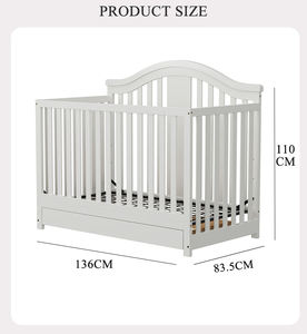 Lettino per Bambini in Legno di Pino Neozelandese Bianco, Convertibile in Divano Letto, con Base Regolabile in Metallo - Product Image 2