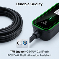 Capteur de surchauffe, chargeur EV intelligent nickelé, chargeur EV portable TPU 3,5 kW, chargeur 3,5 kW type 2
