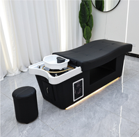 Chaise de lavage de cheveux de salon de beauté de style moderne lit de shampooing en cuir synthétique avec lumières colorées pour table de massage thaï de spa