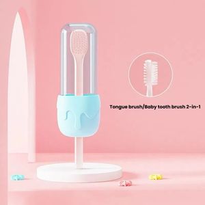 Brosse à <span class=keywords><strong>dents</strong></span> nouveau-né en Silicone liquide pour enfants à poils souples soins bucco-dentaires 18 mois <span class=keywords><strong>lait</strong></span> <span class=keywords><strong>dents</strong></span> langue revêtement nettoyant usage domestique - Product Image 3