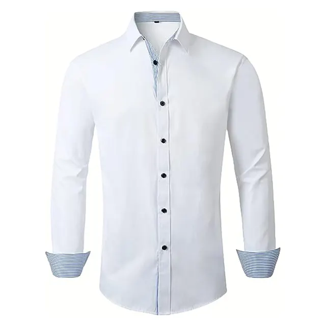 थोक पोशाक औपचारिक कॉर्पोरेट उमस के कपड़े वेल्डिंग खाली बटन पुरुषों की सफेद लंबी आस्तीन शर्ट शर्ट