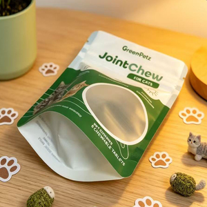 Custom Printed Pet Food Packaging Bags Matte Finish For Cat Treats Joint Chews with Window - Product Image 2