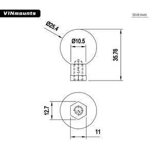 VINmounts 1 inch Ball Adapter With 1/4 Thread Female Hole for Camera Mount VIN-B-015 - Product Image 3