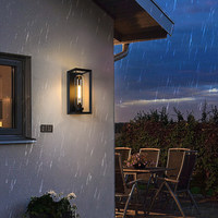 Applique Murale LED Extérieure Simple et Moderne en Fer et Verre, Étanche, Lumière Blanc Chaud, Garantie 5 Ans pour Villa, Entrée, Couloir