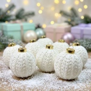 Ensemble de boules de Noël en fil tricoté, best-seller transfrontalier, décorations modernes et simples pour fêtes d'intérieur en Chine, vente en gros - Product Image 3