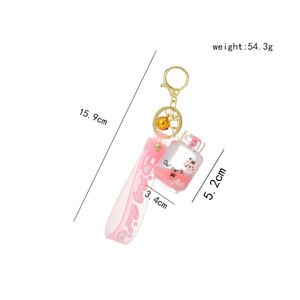 Creative Cute Gas Tank Little Tiger Liquid Keychain for Girl Gift Cartoon <b>Floating</b> Tiger Footprint Sequins Oild Doll Bag Keyring - Product Image 5