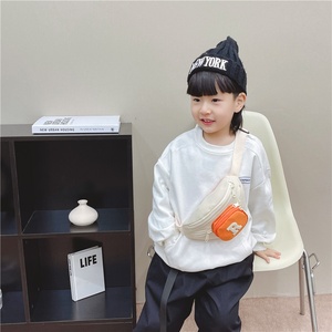 Borsa a tracolla piccola per bambini, marsupio unisex alla moda con lettere a contrasto, chiusura a coulisse in tela, nuovo arrivo 2026 per neonati - Product Image 3