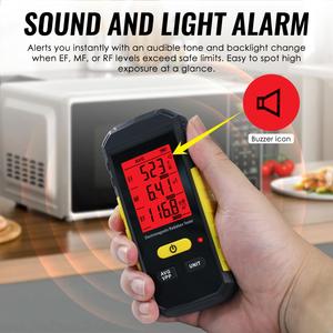 Detector Profesional de EF/MF 3 en 1 con Rango de 1~1999V/m EF y 0.01~99.99uT MF, Alarma de Luz y Sonido para Uso Profesional - Product Image 2